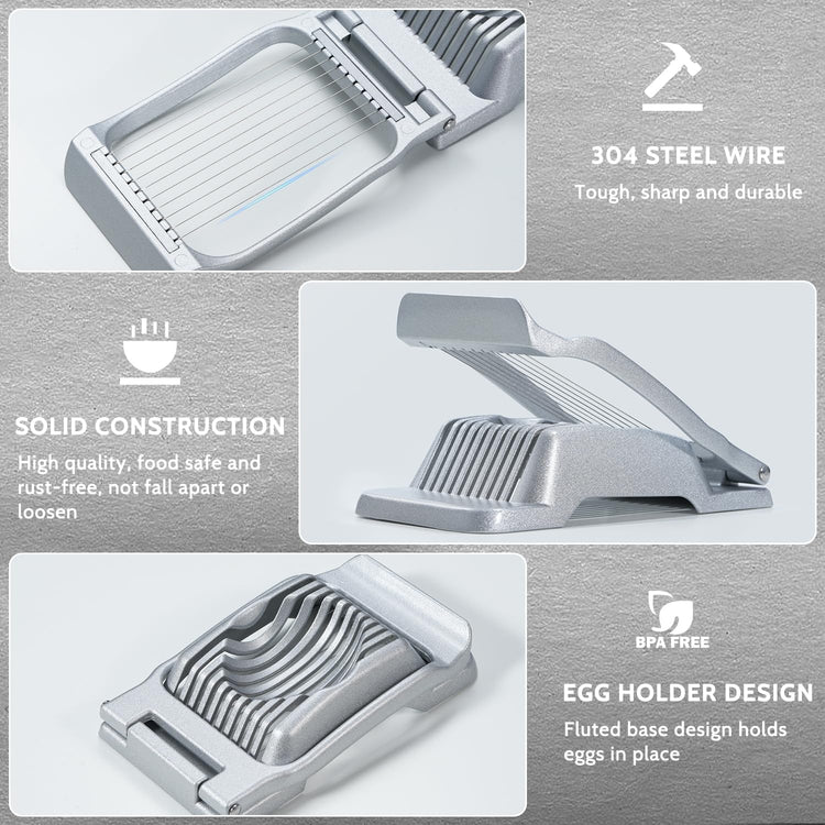 Heavy Duty Stainless Steel Wire Egg Slicer for Hard Boiled Eggs & Strawberry Other Soft Food
