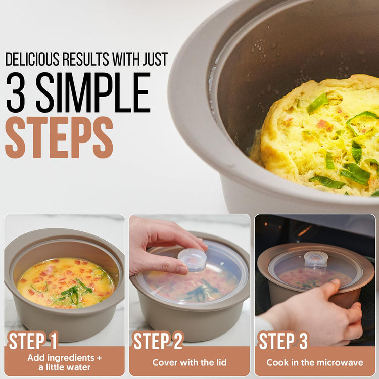 27oz Platinum Silicone Microwave Steamer Pot with Handle & Lid