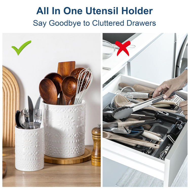 7.2"+5.4" Ceramic Utensil Holder Set of 2 (2 Count)