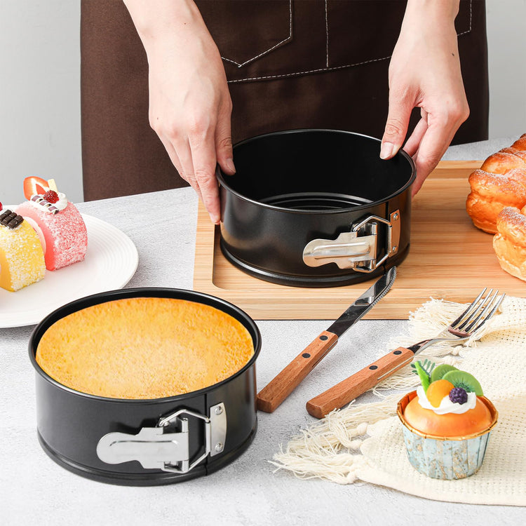 4 Pcs 6 Inch Non Stick Springform Pan with Removable Bottom Black (4 Count)