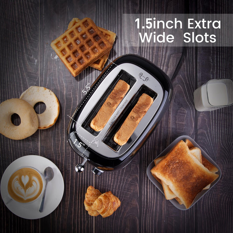 2 Slice Toaster Retro Stainless Steel with Bagel