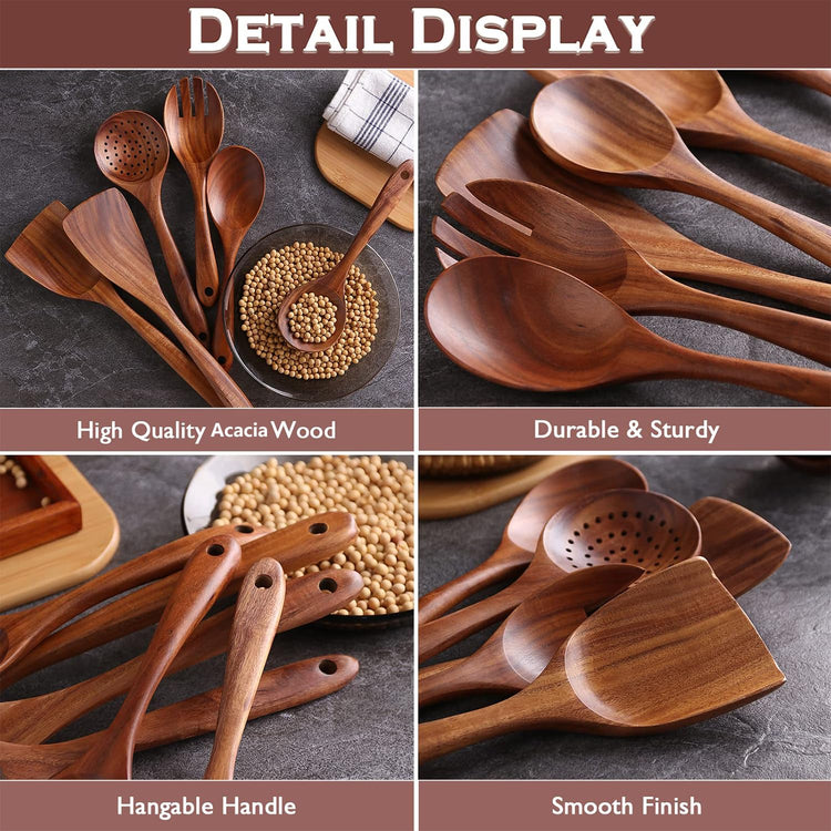 6 Piece Teak Wood Cooking Utensil Set (6 Count)