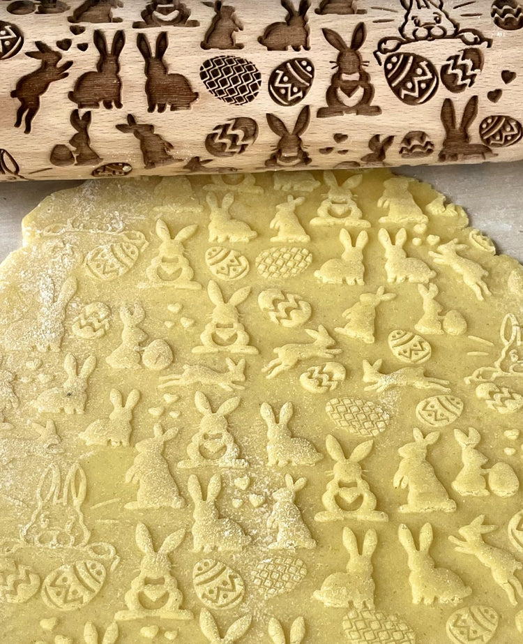 EASTER 3 Mini Embossed Rolling Pin Set. Wooden Laser Cut Embossing Rolling Pins for Embossed Cookies. Easter