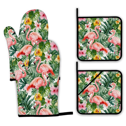 Palm Leaf Oven Mitts and Pot Holders Set (4 Count)