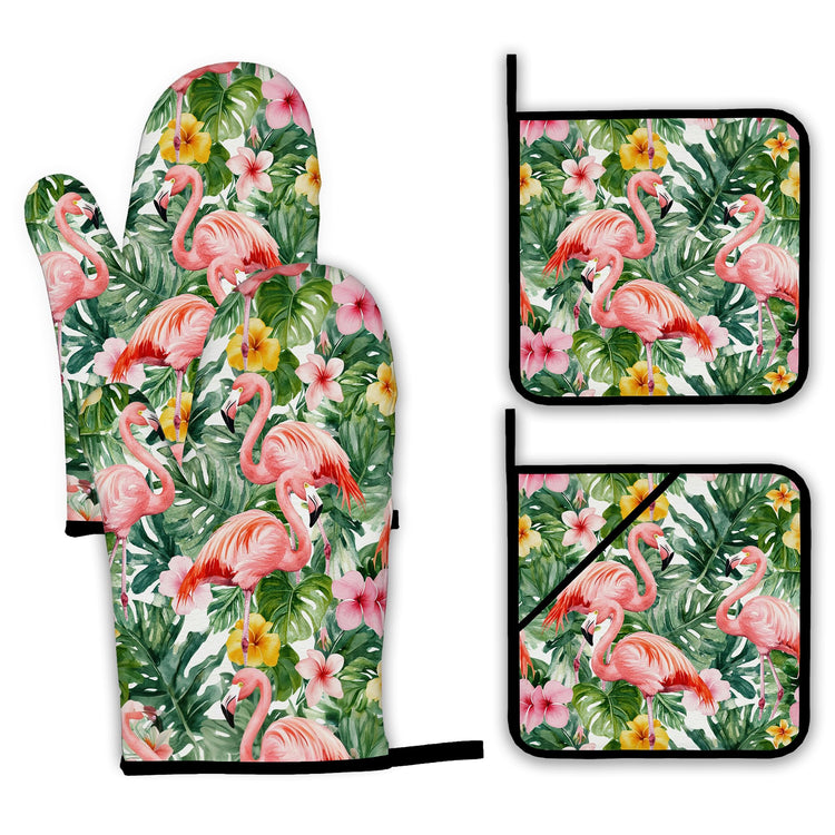 Palm Leaf Oven Mitts and Pot Holders Set (4 Count)