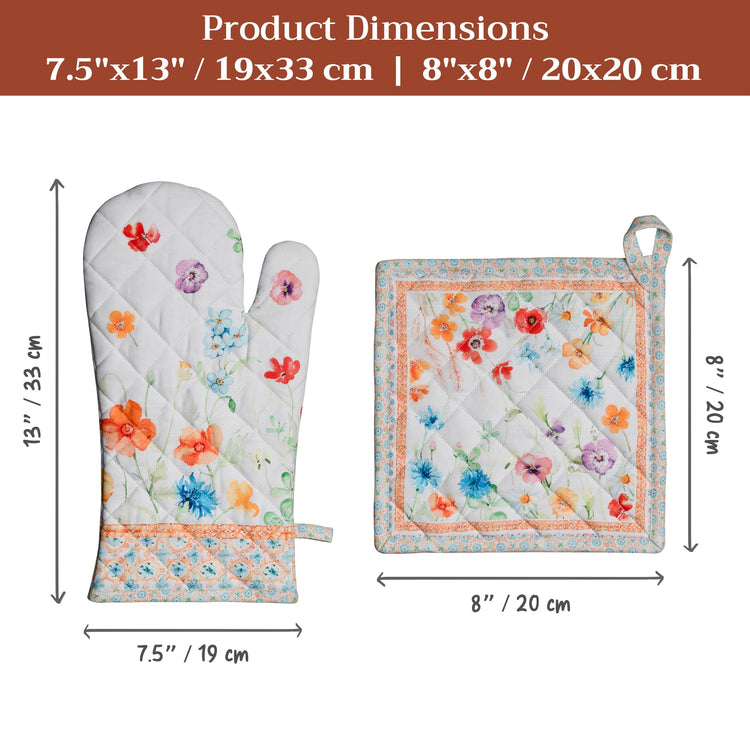 100% Cotton Oven Mitt & Pot Holder Set (2 Count)