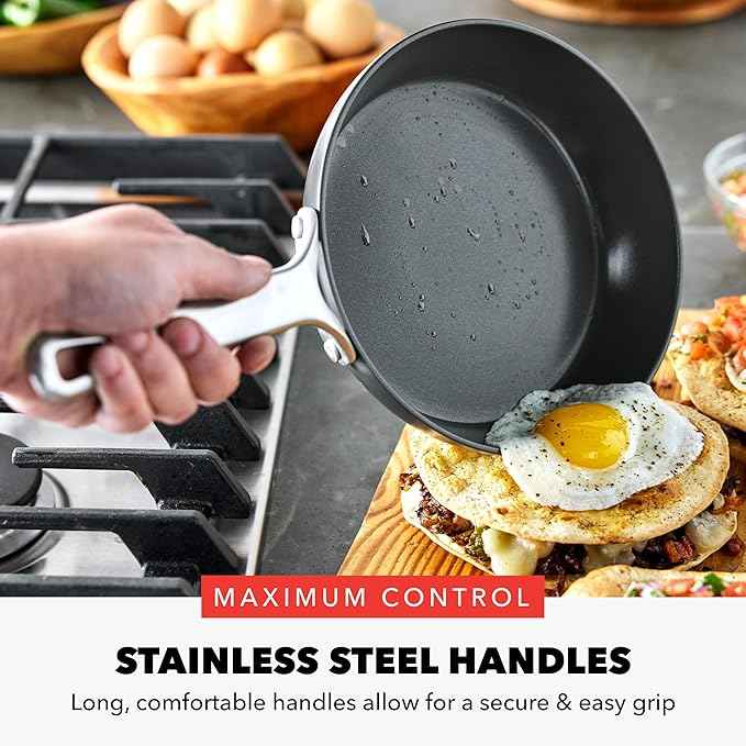 GreenPan x Bobby Flay 10” & 12” Hard Anodized Ceramic Nonstick Frying Pan Set, PFAS-Free, Induction Compatible Skillets, Oven & Broiler Safe to 600˚F, Dishwasher Safe, Black