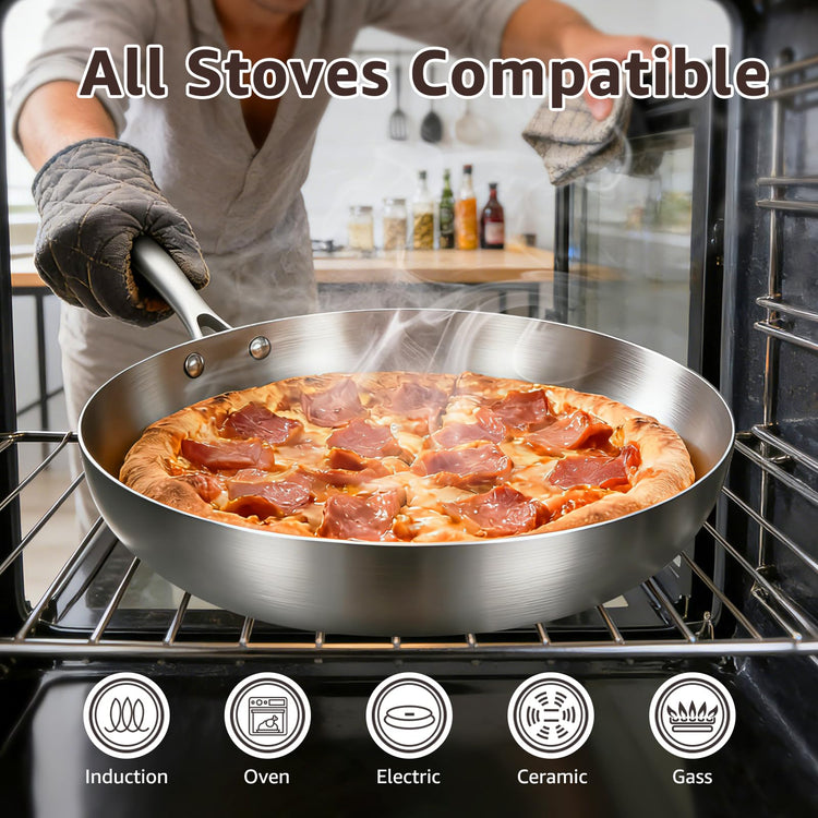 8 Inch Stainless Steel Frying Pan with Lid