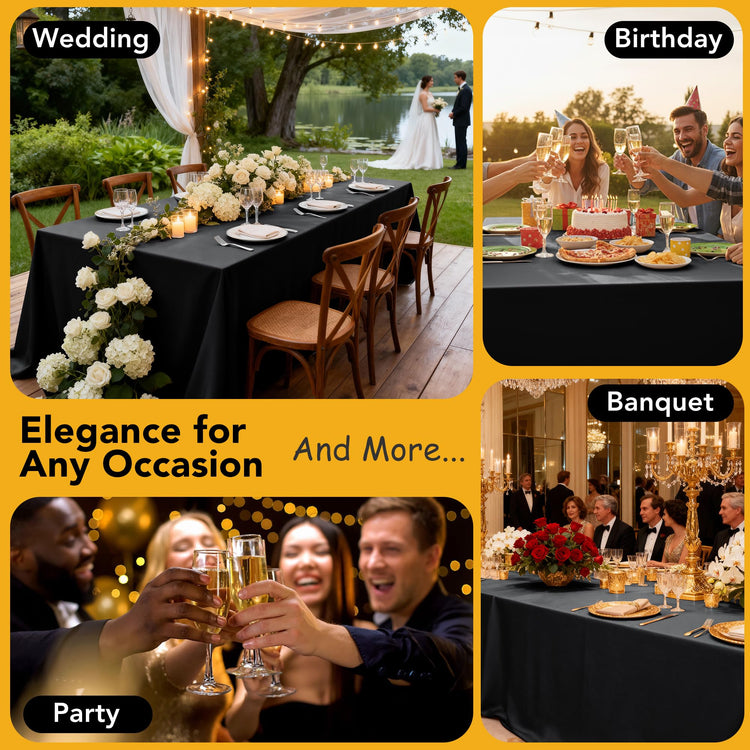 6 Pack Black Tablecloths for Rectangle Tables (6 Count)