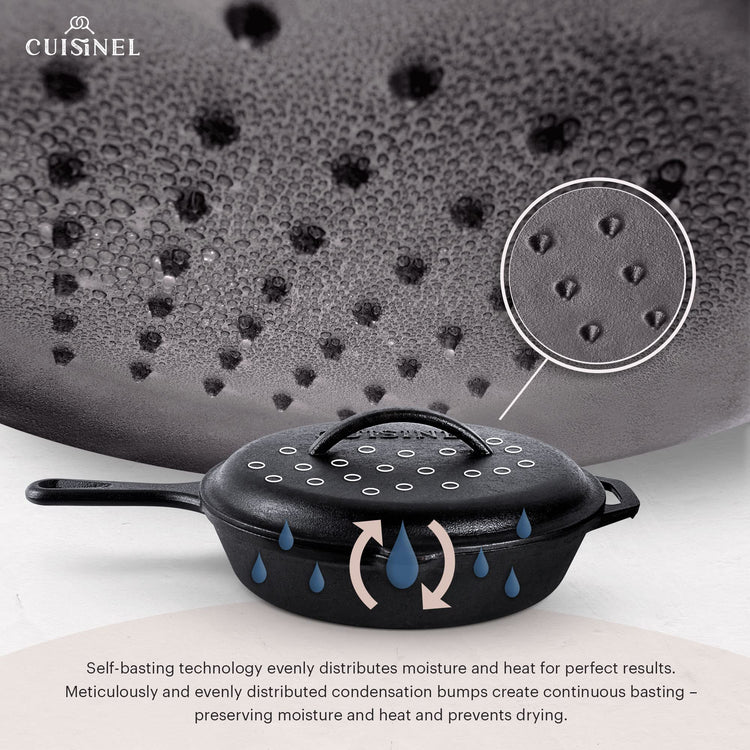 Cast Iron Skillets Set with Lids