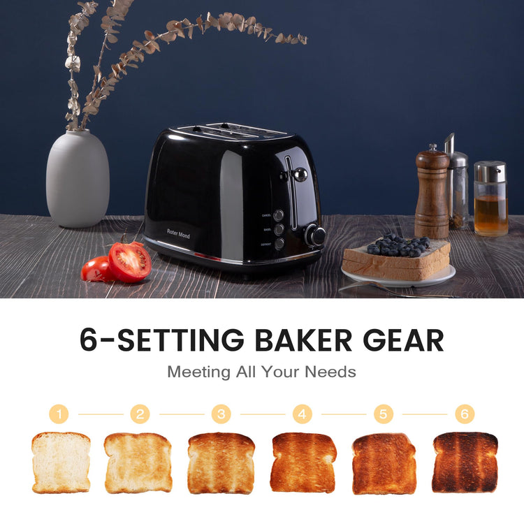 2 Slice Toaster Retro Stainless Steel with Bagel