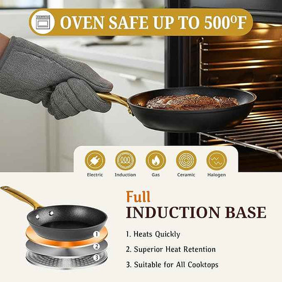 GRANITESTONE 14pcs Induction Pots and Pans Set Non Stick Cookware Set with 3 Utensils, Premium Chef Quality Forged Hard Anodized Exterior with Armor Max Coating Lasts 8x Longer, Oven & Dishwasher Safe