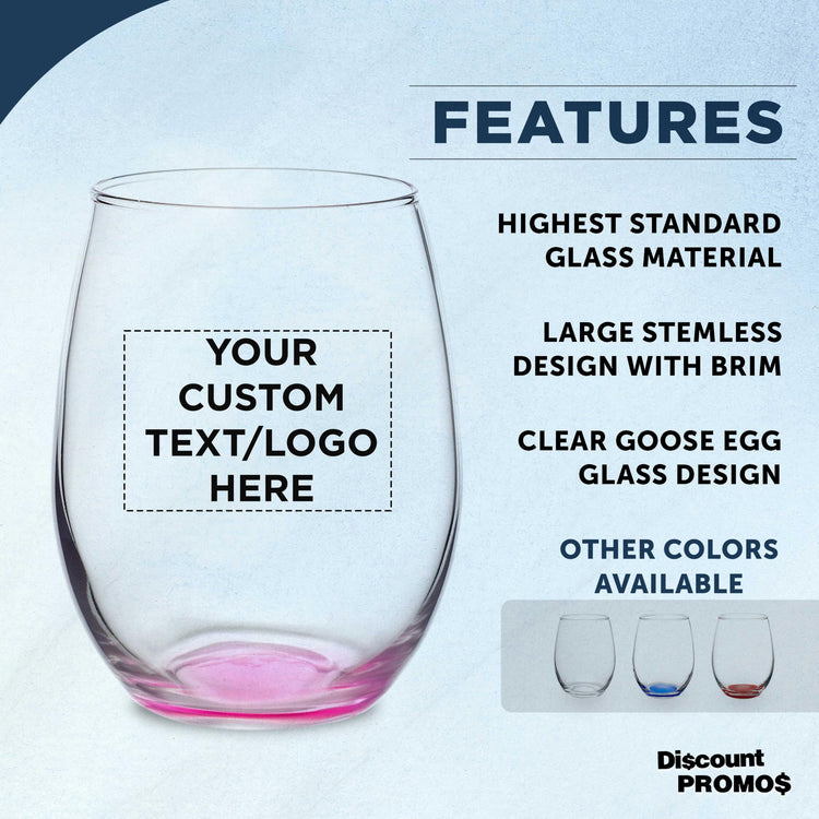 Custom Stemless Wine Glasses in Bulk by ARC Perfection (100 Count)