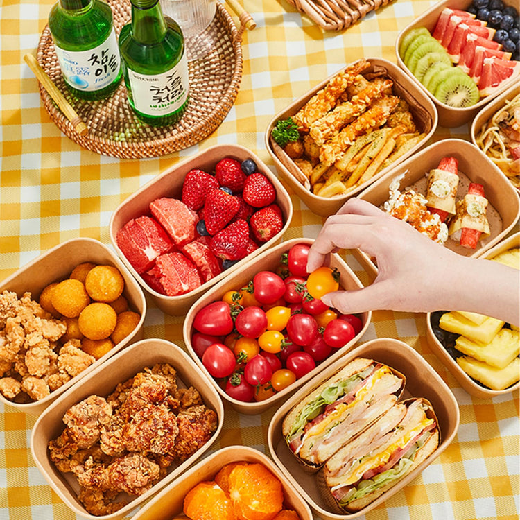 50 Pack 19oz Disposable Kraft Paper Bowls with Lids and Forks (50 Count)