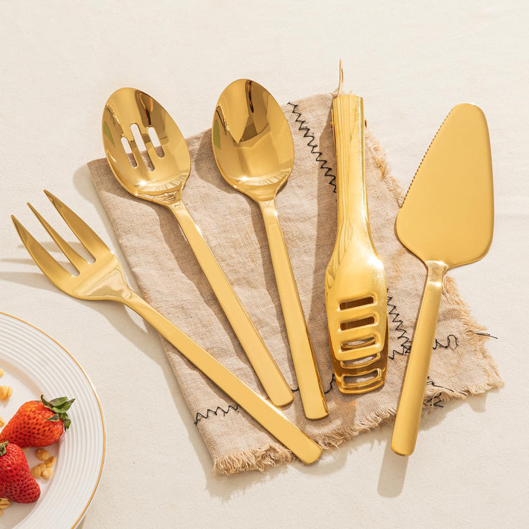 18 10 Large Hostess Gold Serving Utensils (5 Count)