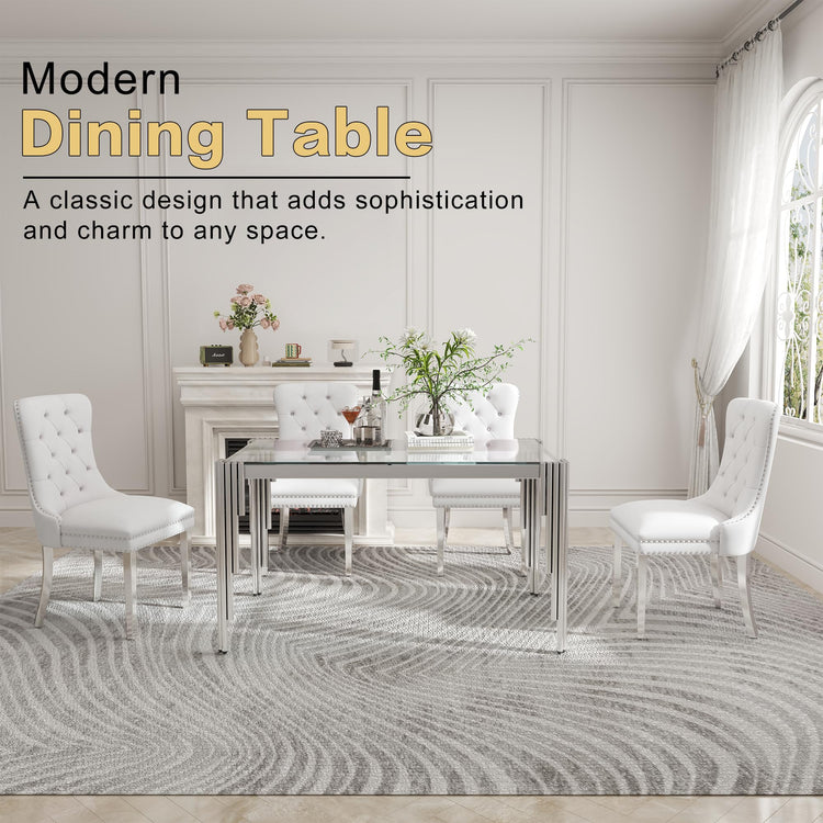51'' Modern Glass Dining Table for 4 People