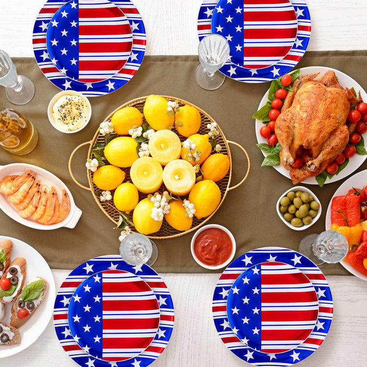 60PCS 4th of July Plates & Red White Blue Plates for Independence Day (60 Count)