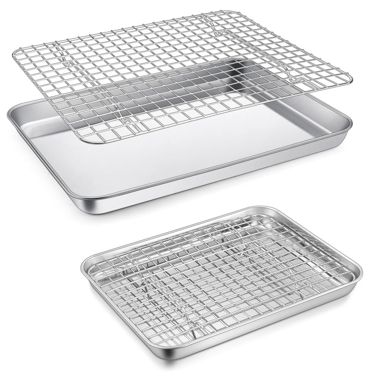 12.5+9 Inch Toaster Oven Pan Tray with Wire Rack