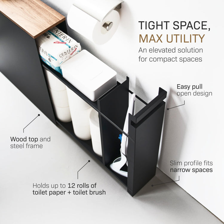 Home Pull Out Bathroom Storage Cabinet with Wood Top