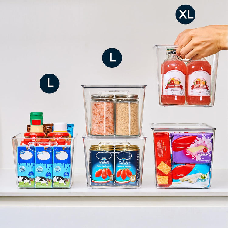theaoo Clear Storage Bins with Lids Stackable - Large Plastic Containers for Pantry Organization and Storage - Perfect for Kitchen,Fridge,Laundry Room,Bathroom,Garage,Closet,Cabinet Organizer - 6 Pack