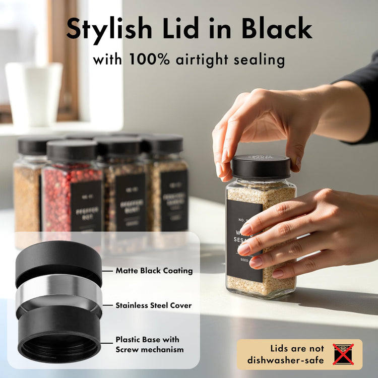 Glass Spice Jars with Label (24 Count)