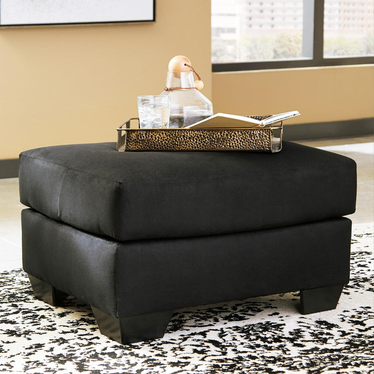 Black Microfiber Ottoman