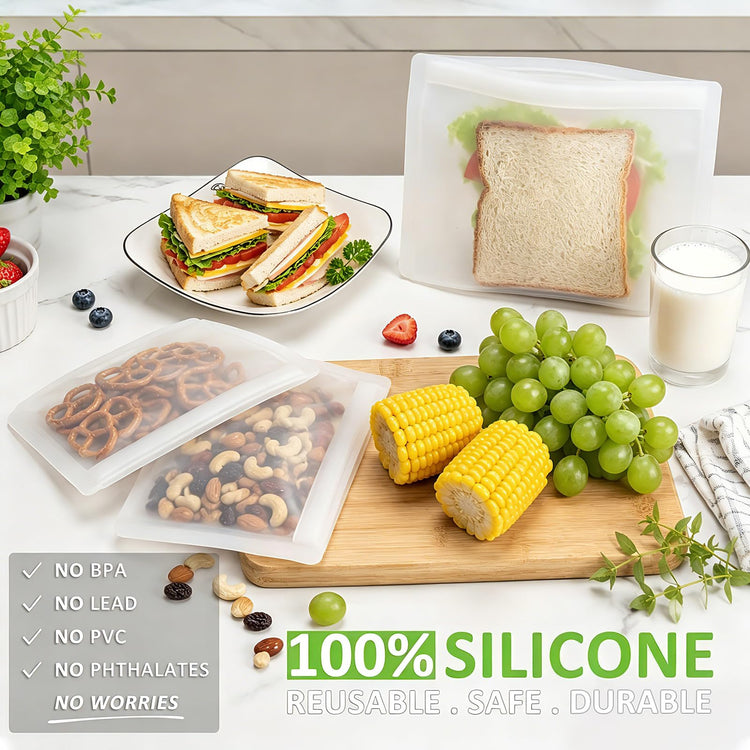 Reusable Sandwich Bags & Snack Bags Set (8 Count)