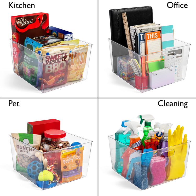 Clear Plastic Storage Bins for Kitchen (4 Count)