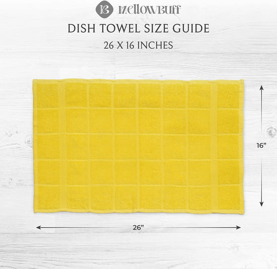 100% Cotton Terry Dish Towels, 4 Pack Plain, 16 x26 Inches, Super Soft and Absorbent Kitchen Towels, Perfect for Kitchen Cleaning and Dish Washing | Yellow - Nestoria