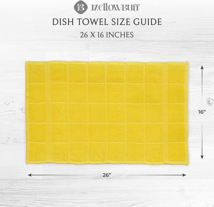 100% Cotton Terry Dish Towels, 4 Pack Plain, 16 x26 Inches, Super Soft and Absorbent Kitchen Towels, Perfect for Kitchen Cleaning and Dish Washing | Yellow - Nestoria