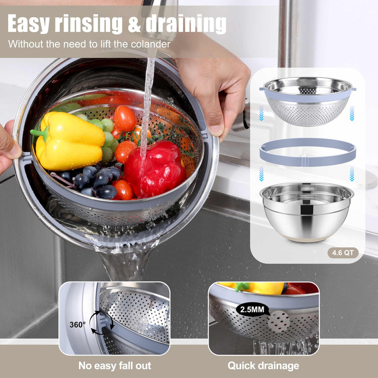 Stainless Steel Mixing Bowls with Lids & Colander (6 Count)