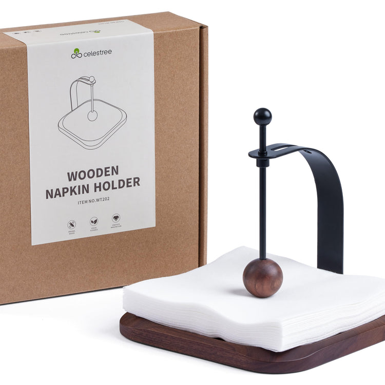 Black Walnut Wooden Napkin Holder for Table