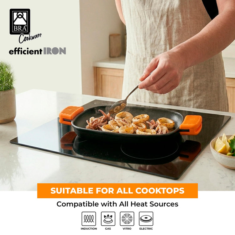 COOKWARE Efficient Iron Rectangular Ribbed Grill (2 Count)