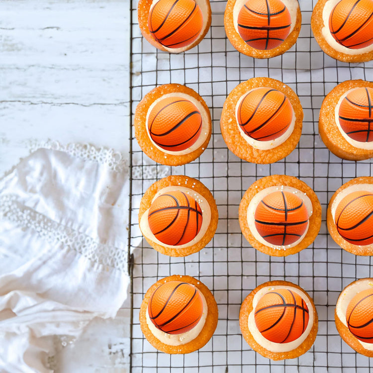 10 Pack 3D Basketball Cupcake Toppers Basketball Cake Toppers Decorations for Sports Theme Baby Shower Birthday Party Cake Decorations Supplies (10 Count)