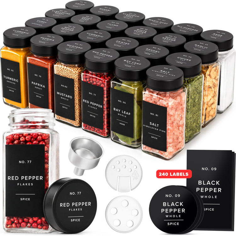Glass Spice Jars with Label (24 Count)