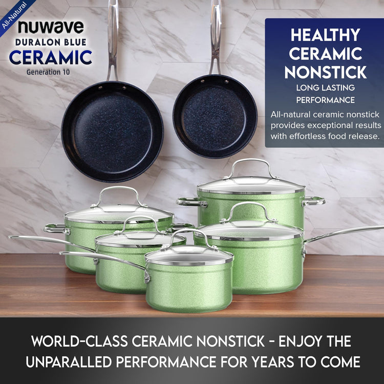 Healthy Duralon Blue Ceramic Nonstick Cookware Set