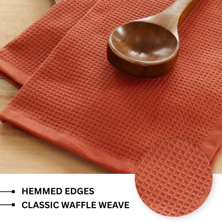 Rust Waffle Weave Kitchen Towel