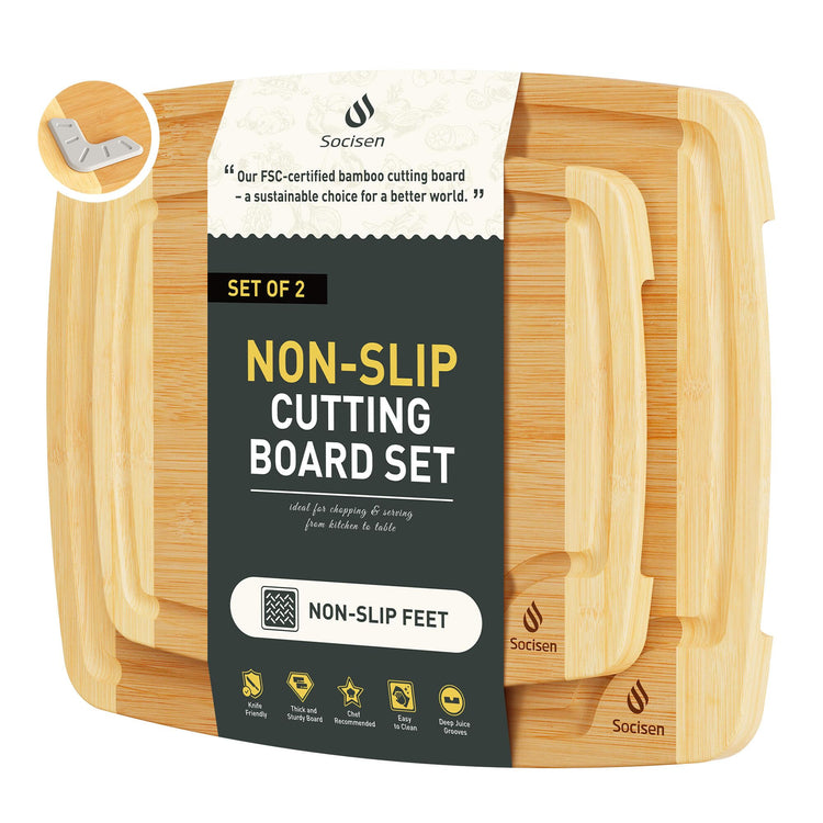 Bamboo Cutting Board Set Non Slip Feet Over Sink Brides Her Wedding Day Bridal Shower Engaged Engagement Hostess Couple Newly Wed House Christmas Married Future Mrs fiancee Unique Cool Gifts (2 Count)