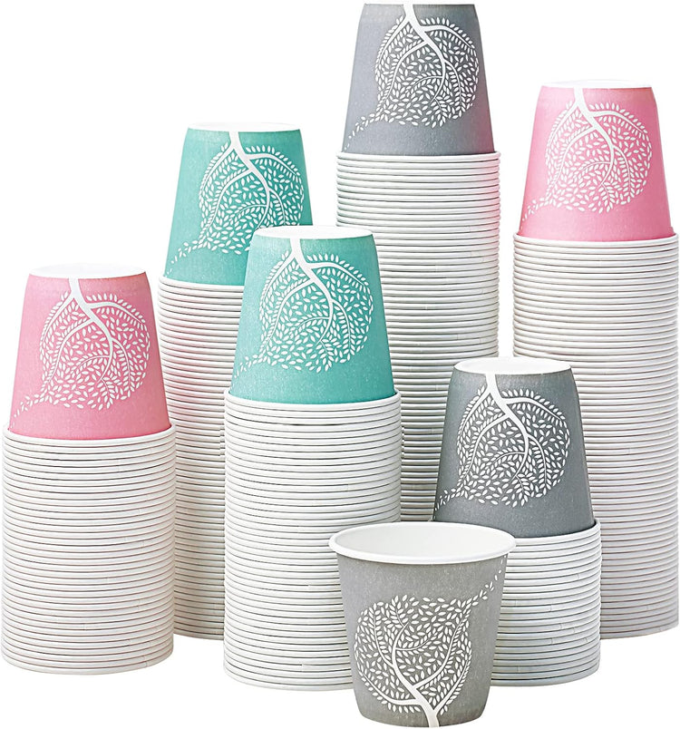 LITOPAK 300 Pack 3 oz Disposable Bathroom Cups, Colorful Disposable Mouthwash Cups, Small Disposable Cups, Mini Paper Cups for Parties, Picnics, Barbecues, Travel and Events