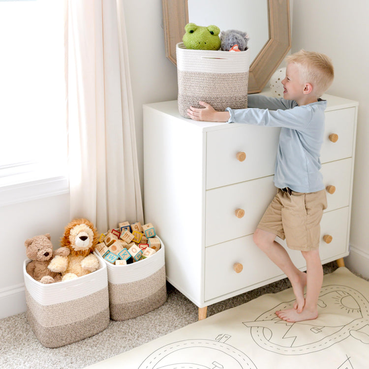 13 Inch Cube Storage Bins Cotton Rope Woven Baskets for Organizing 3 (3 Count)