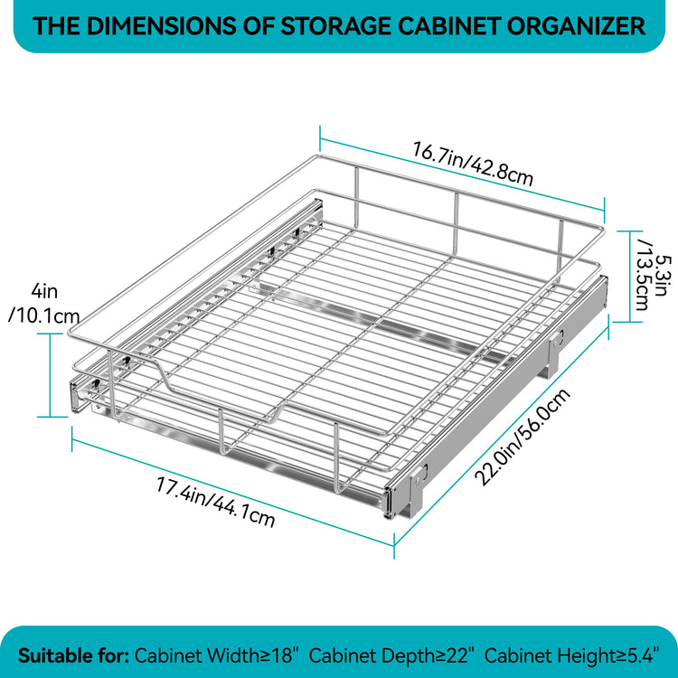 Pull Out Cabinet Organizer 18" W X 22" D