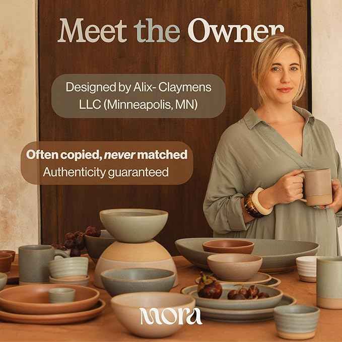 MORA Jumbo and Large Serving Dishes Set of 2, 13 inch and 12 inch Ceramic Pottery Oval Platters - Microwave, Oven and Dishwasher Safe - Iris & Merrigold