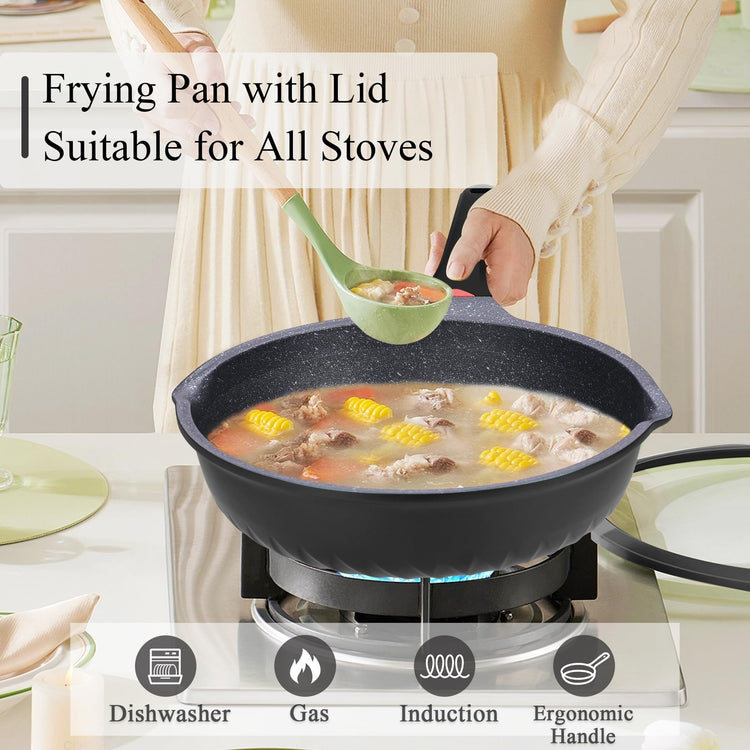 12.5Inch Black Deep Nonstick Skillet