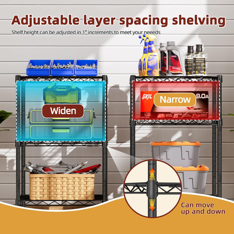 Small Wire 3 Adjustable Shelves Pantry Metal Shelf Floor Organizer