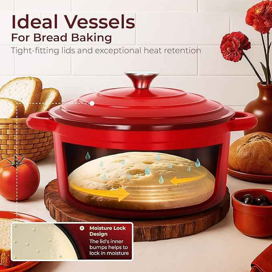Kitchen Academy Enameled Cast Iron Cookware Sets - 7Pcs Pots and Pans Set Non Toxic, Induction Dutch Oven Set, PFOA&PFAS Free