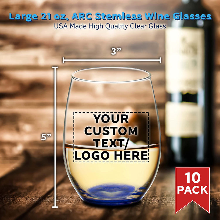 10 ARC Stemless Wine Glasses Set (10 Count)