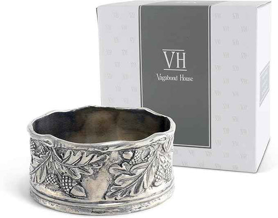 Vagabond House Wine Bottle Coaster Handcraft Pewter Acorn and Oak Leaf Pattern Heirloom Quality 5 inch Diameter x 2.25 inch Tall