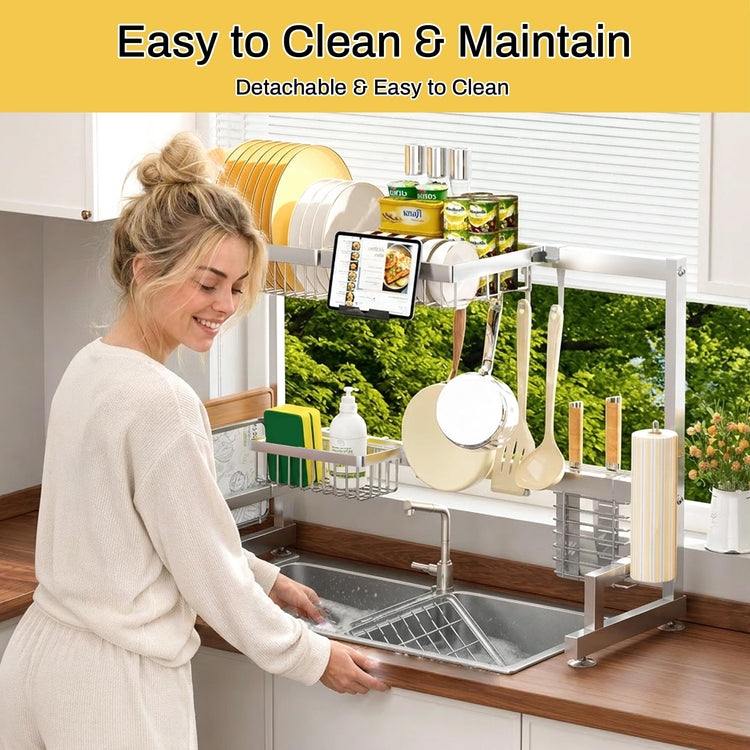 Luxurious 304 Stainless Steel Over Sink Dish Drying Rack
