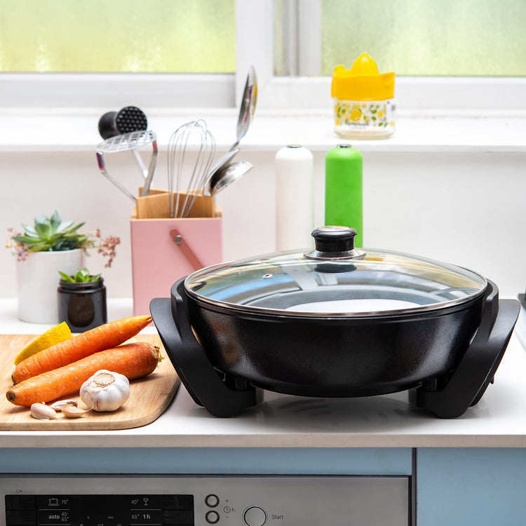 Round Electric Skillet with Lid