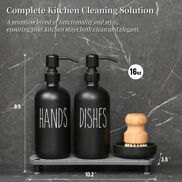 Matte Black Soap Dispenser Set Comes with Stainless Steel Pumps